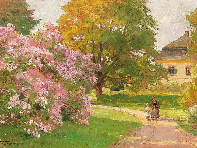 1851-Hugo Darnaut - Un cespuglio in fiore